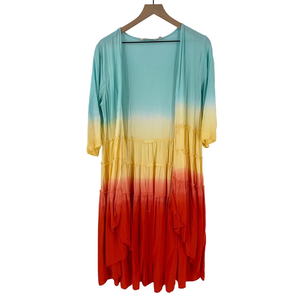 Soft Surroundings Tiered Cardigan Multi Petite Small Ombre Boho Whimsical